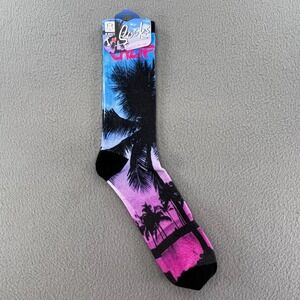 Robin Ruth Unisex Crew Socks Polyester Calif Palm Tree Sunset OS Vaporwave Beach